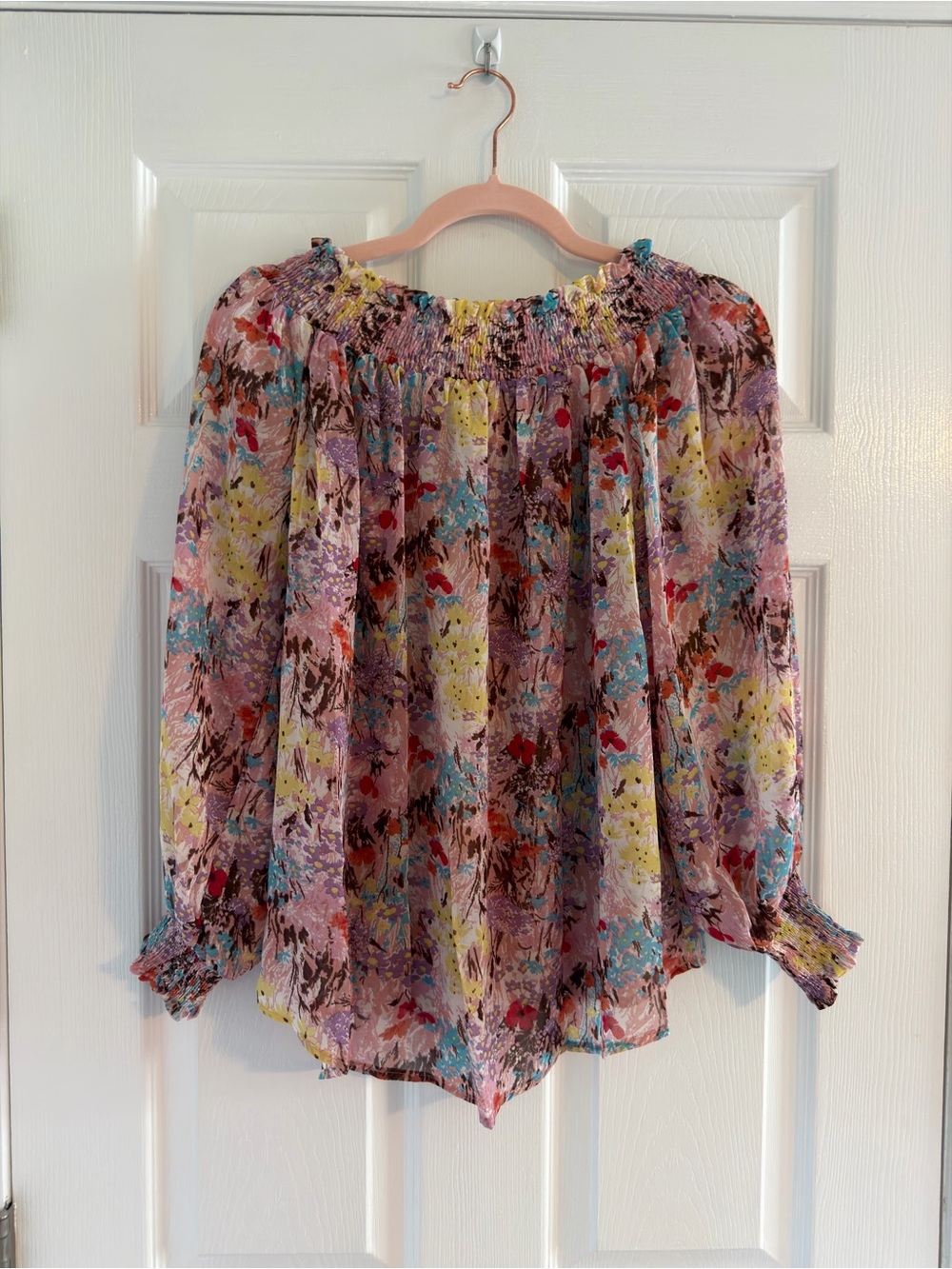 NWT Umgee Multicolor Floral Off-Shoulder Peasant Blouse - Picture 3 of 4